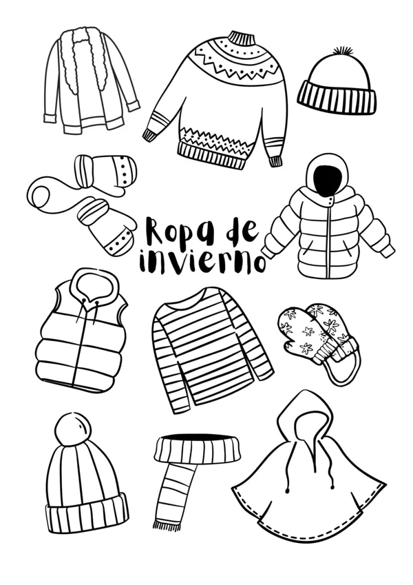 Ropa de invierno para colorear. profe.social